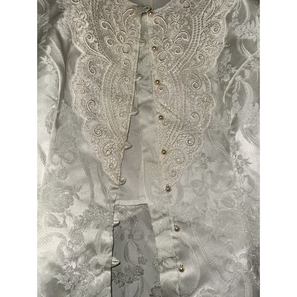 Jessica McClintock White Satin Brocade Womens Jacket With Embroidered Lace Detai - Picture 3 of 10